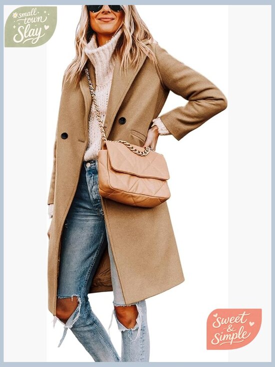 Jackets & Blazers - Wool Blend Peacoat Notch Lapel Single-Breasted Winter Coat